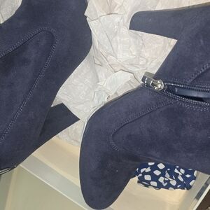 Marc Fisher Blue Heeled Boots with Suede Finish